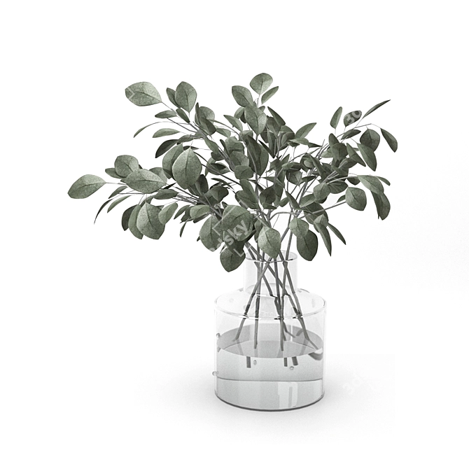 Eucalyptus Glass Vase: Indoor Freshness 3D model image 1