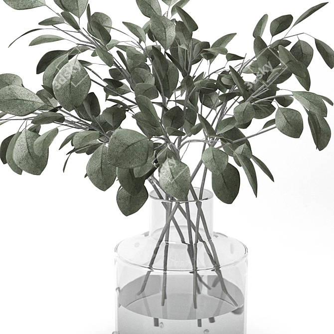 Eucalyptus Glass Vase: Indoor Freshness 3D model image 2
