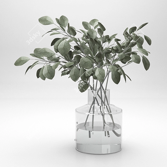 Eucalyptus Glass Vase: Indoor Freshness 3D model image 5