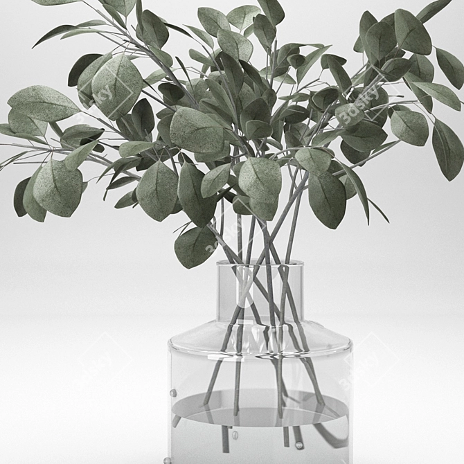 Eucalyptus Glass Vase: Indoor Freshness 3D model image 6
