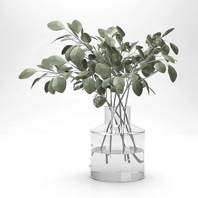 Eucalyptus Glass Vase: Indoor Freshness 3D model image 8