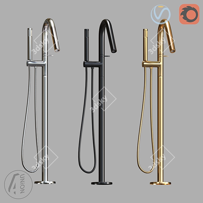 Floor Standing Shower System with Handheld Shower 3D model image 1