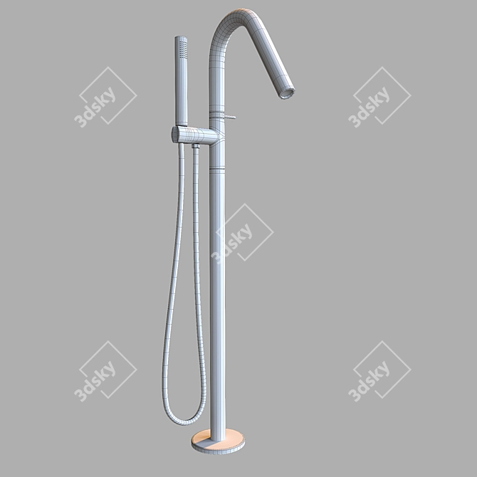 Floor Standing Shower System with Handheld Shower 3D model image 2