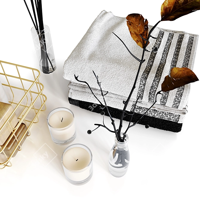 Chic Bathroom Set: La Redoute Accessories 3D model image 3