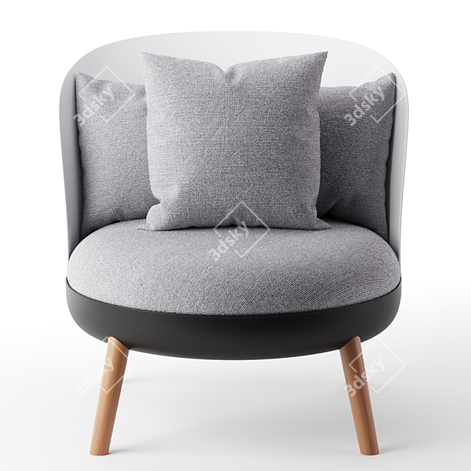 Cherry Gray Armchair with Ottoman 3D model image 4