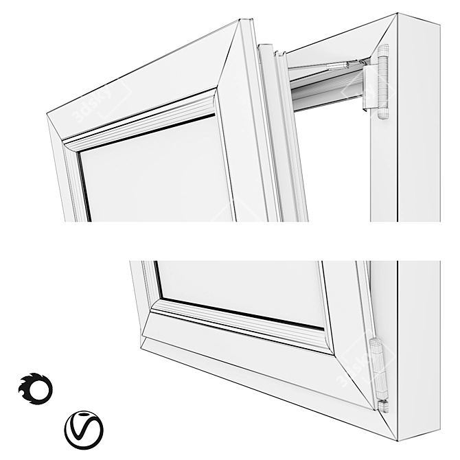 PVC Pimapen Windows Set 3D model image 4