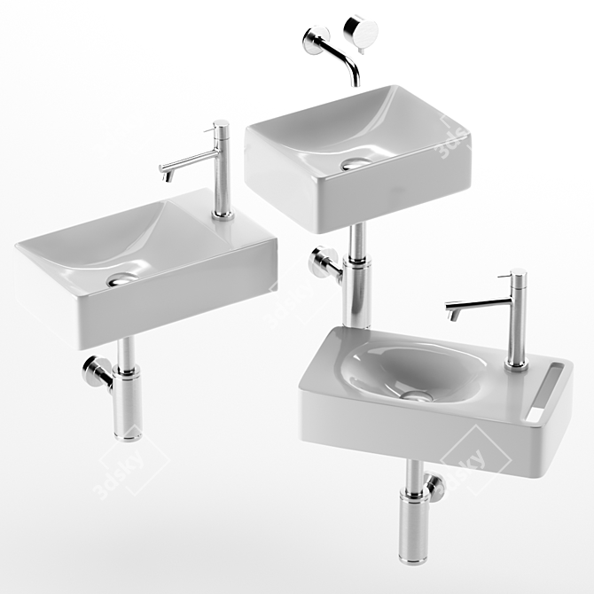 Elegant Scarabeo Washbasins 3D model image 1