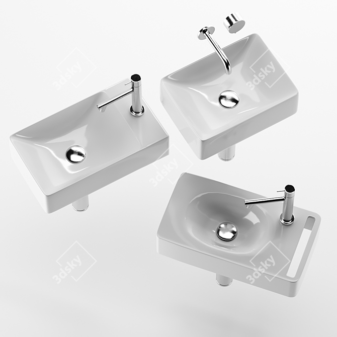 Elegant Scarabeo Washbasins 3D model image 2