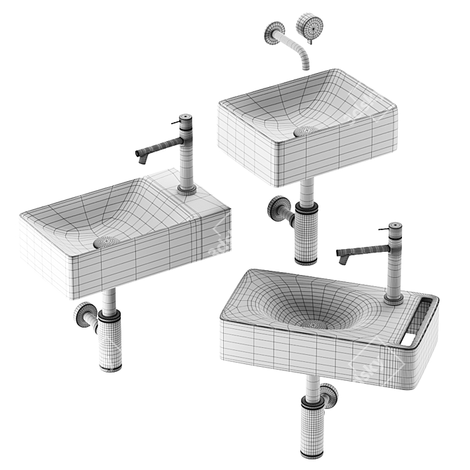 Elegant Scarabeo Washbasins 3D model image 3