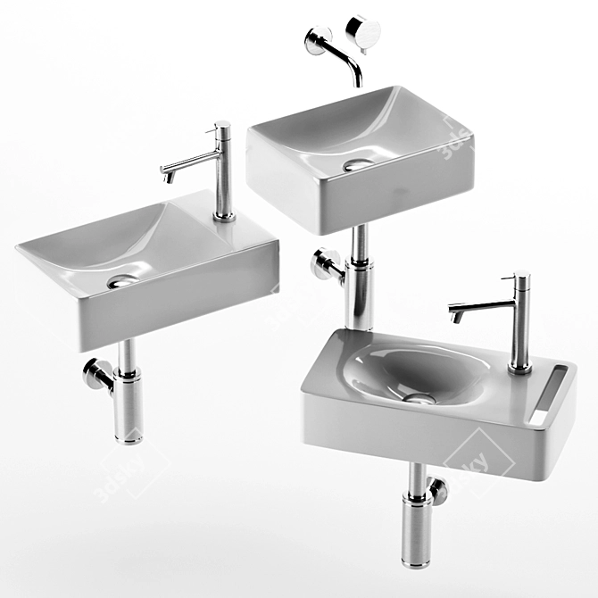 Elegant Scarabeo Washbasins 3D model image 4