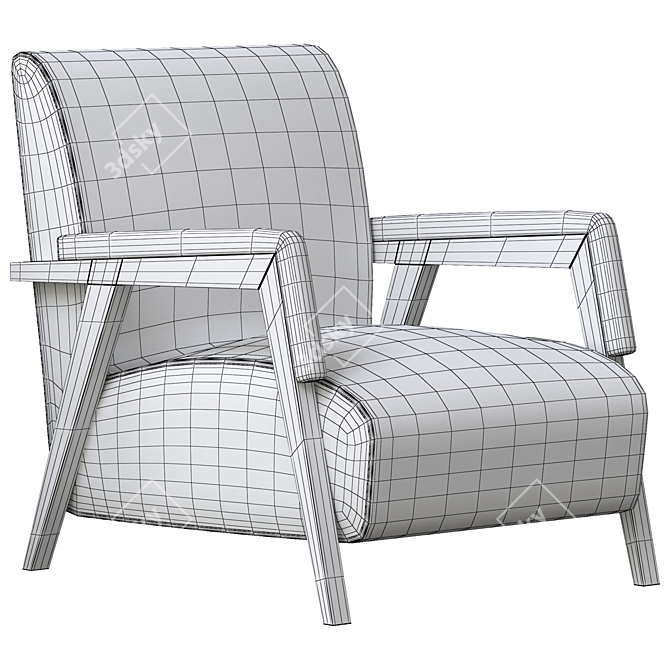 Elegant Upholstered Armchair 3D model image 5