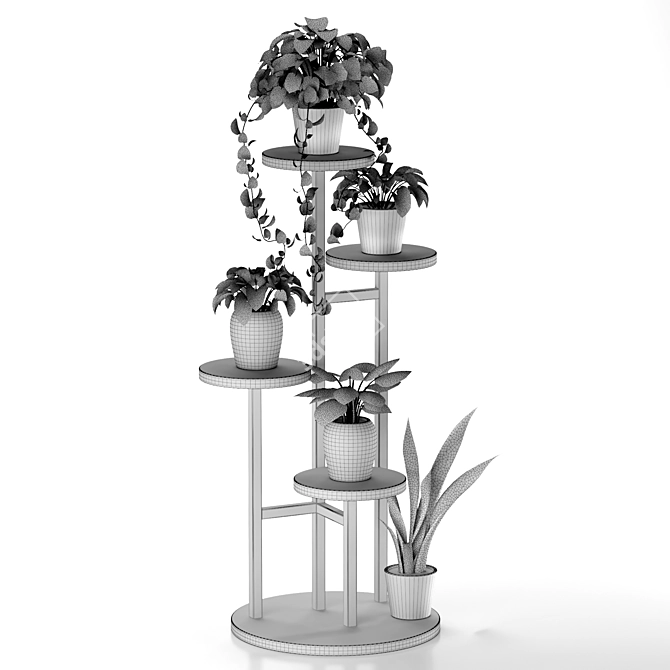 Indoor Plant Stand: Decorative Exotic Pothos & Sansevieria 3D model image 2