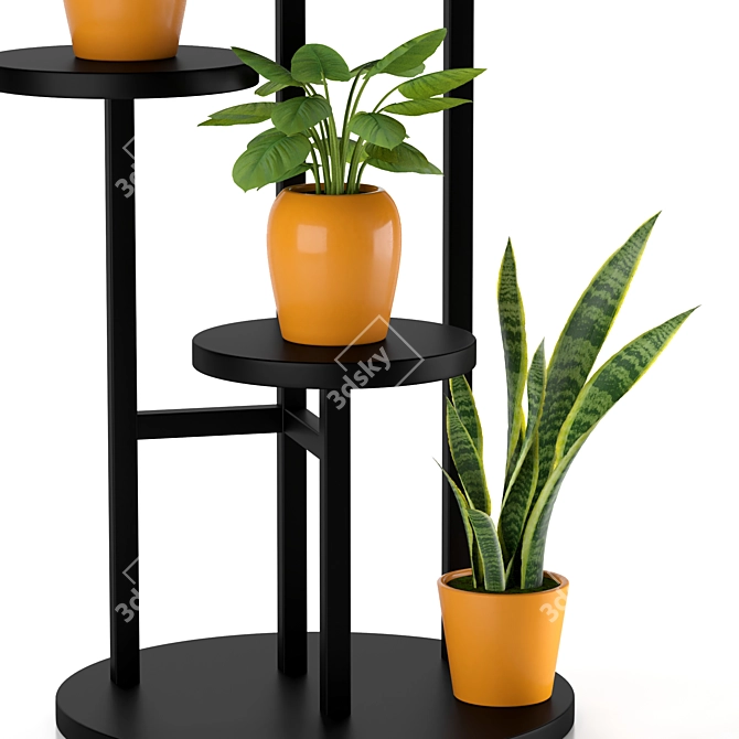 Indoor Plant Stand: Decorative Exotic Pothos & Sansevieria 3D model image 3