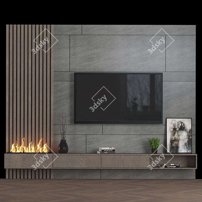 Versatile TV Wall: High-Quality, Modular Design 3D model image 1