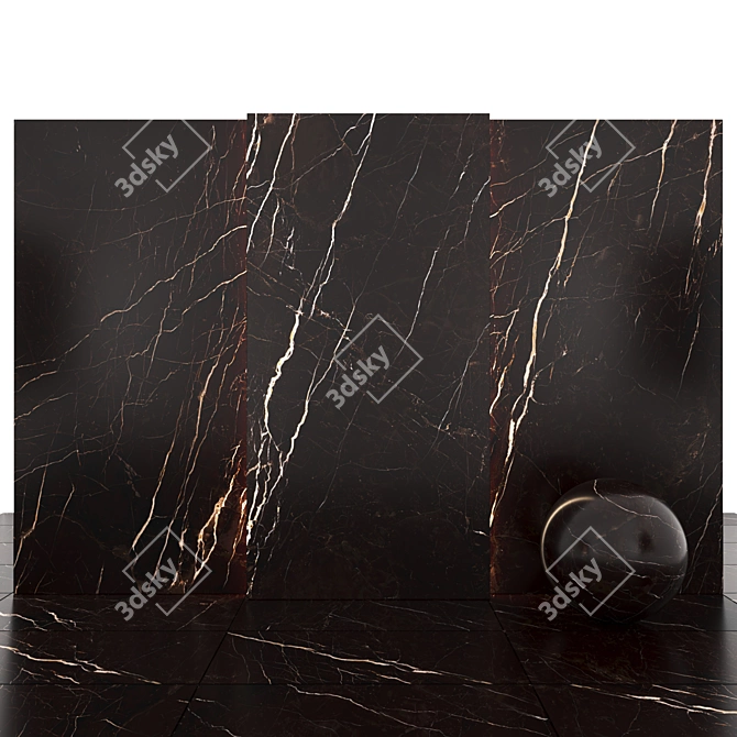 Luxury Dark Brown Marble Slabs 3D model image 1