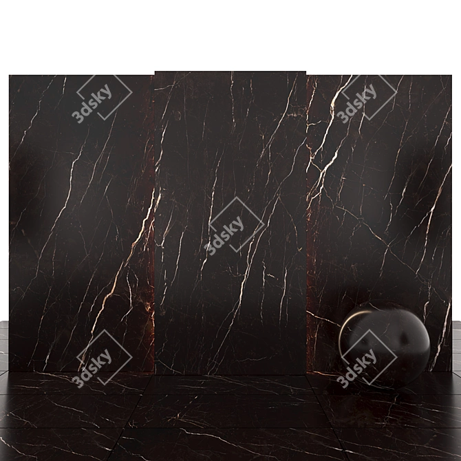 Luxury Dark Brown Marble Slabs 3D model image 2