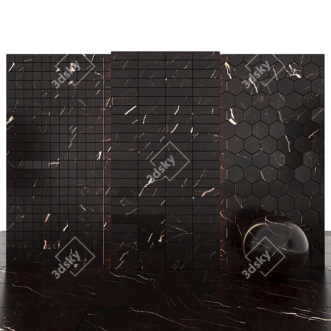 Luxury Dark Brown Marble Slabs 3D model image 3