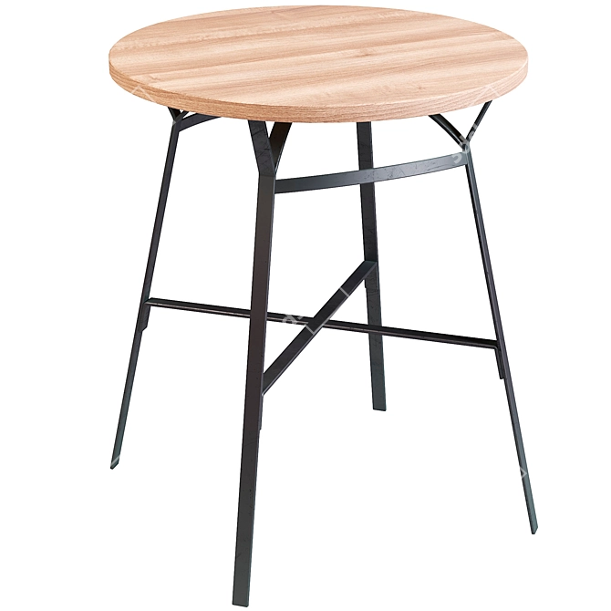 Industrial Loft Table and Stool Set 3D model image 3