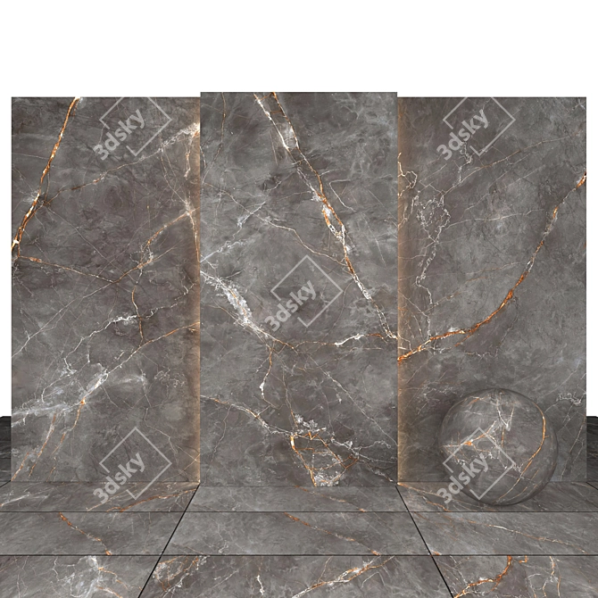 Glossy Gray Stone Slabs 3D model image 2