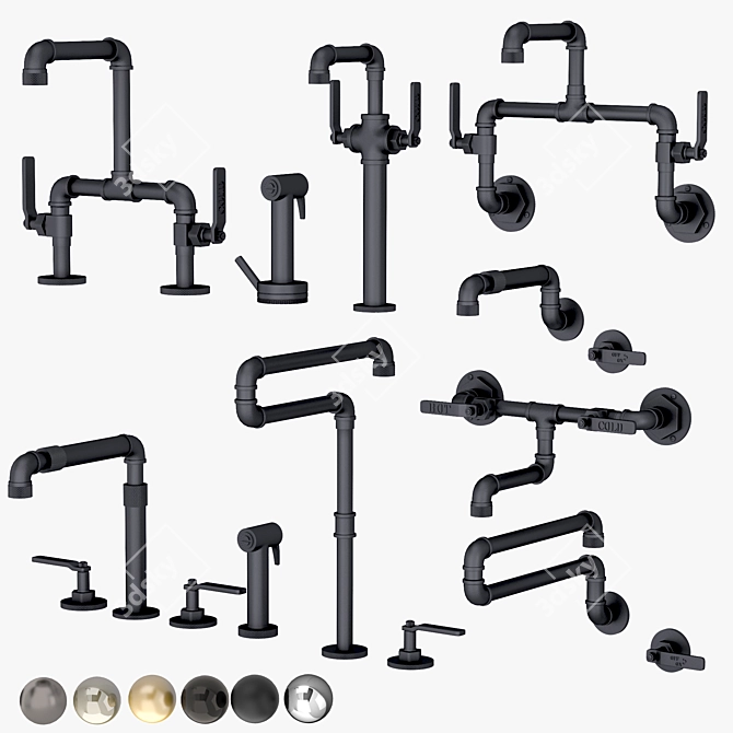 Watermark Elan Vital Kitchen Faucet Set 3D model image 1