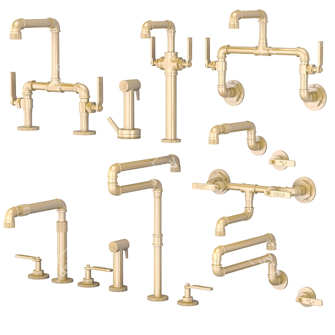 Watermark Elan Vital Kitchen Faucet Set 3D model image 5