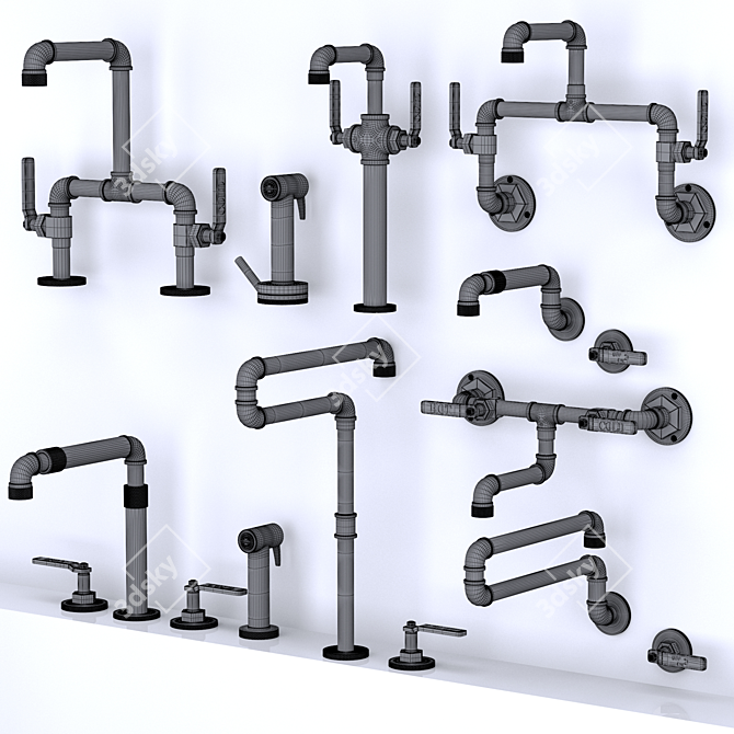 Watermark Elan Vital Kitchen Faucet Set 3D model image 7