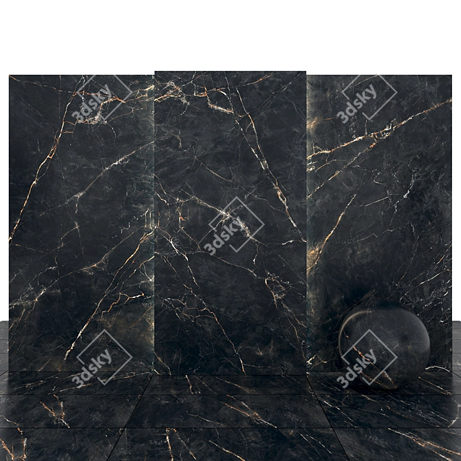 Glossy Obsidian Stone Slabs 3D model image 1