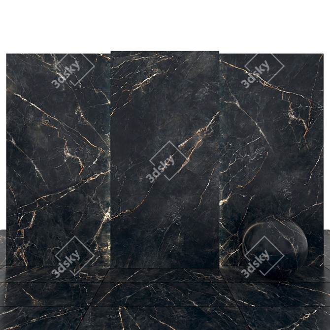 Glossy Obsidian Stone Slabs 3D model image 2