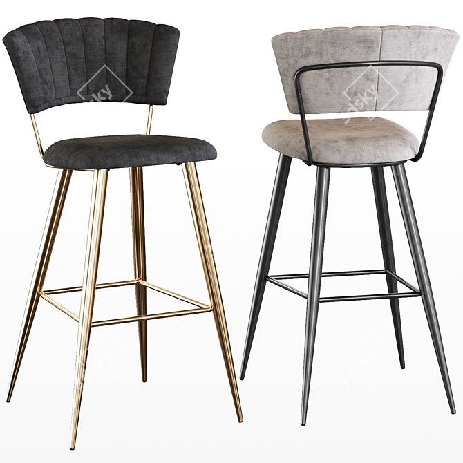 Elegant Kendall Velvet Bar Stool 3D model image 1