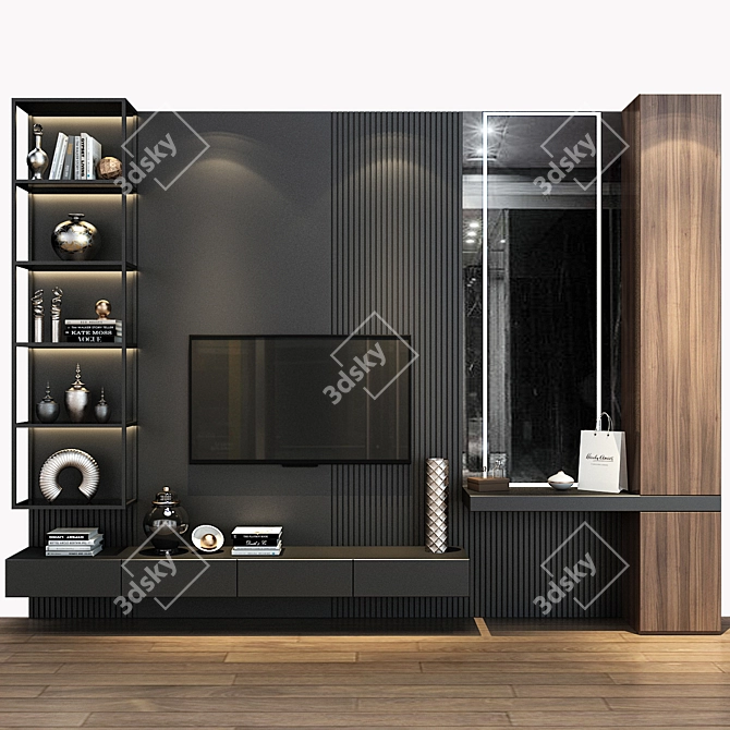 Modern TV Shelf - Space-Saving Design 3D model image 1