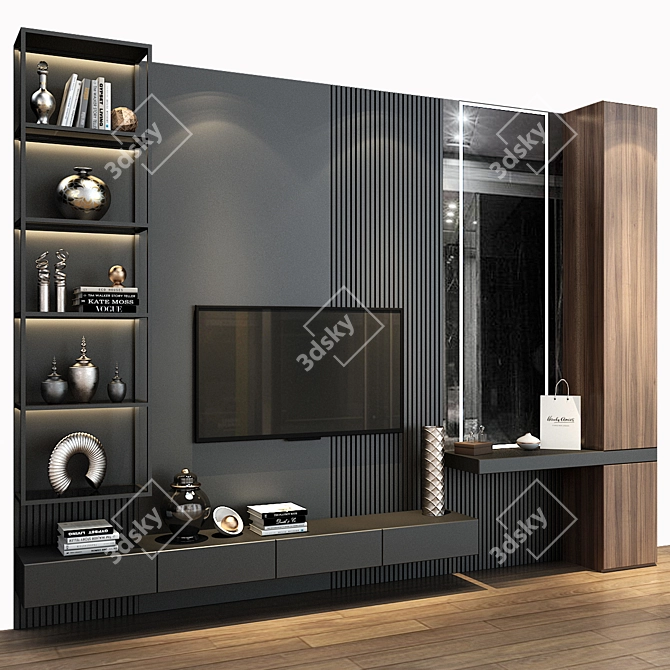 Modern TV Shelf - Space-Saving Design 3D model image 3