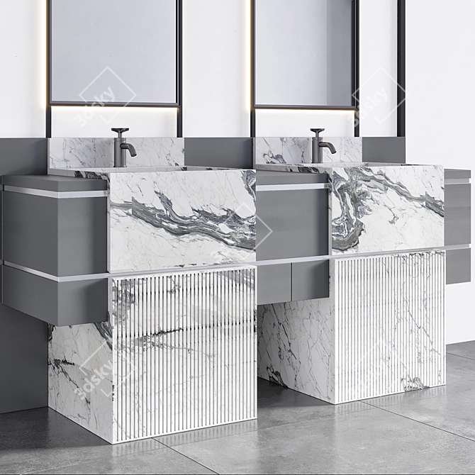 Contemporary Bathroom Furniture Set 3D model image 2