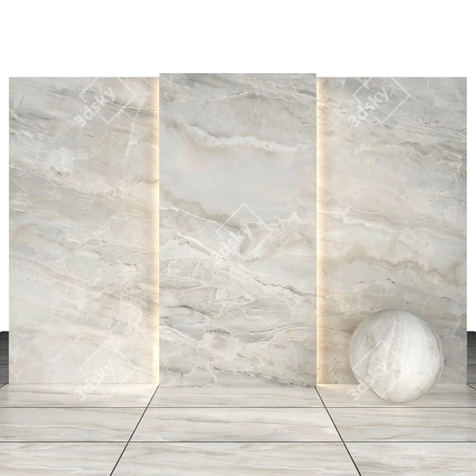 White Heaven Marble: Glossy Slabs & Tiles (7 Textures, Multiple Sizes) 3D model image 1