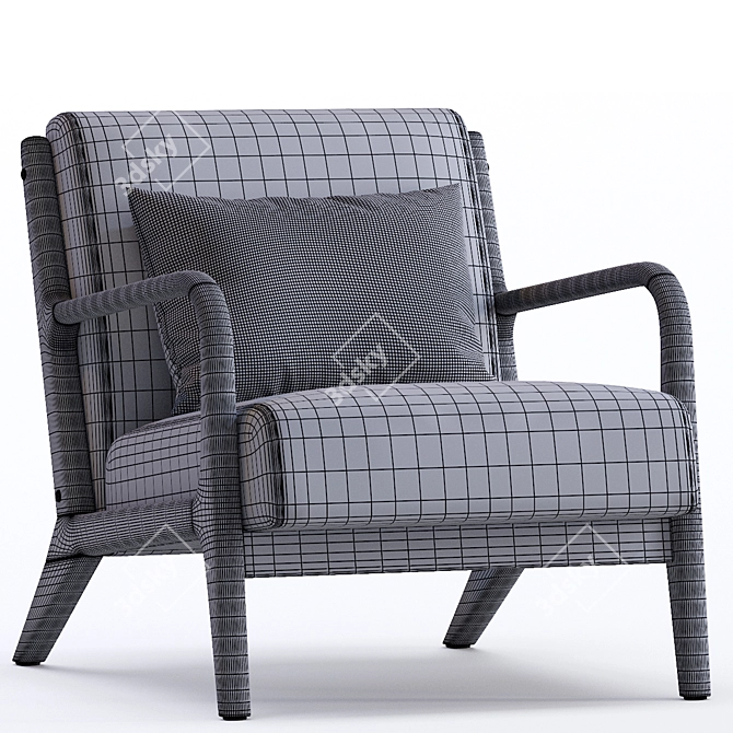 Elegant Leather Ronaldo Armchair 3D model image 5