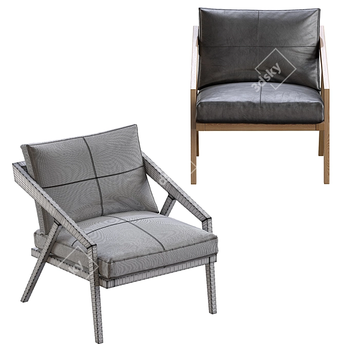 Contemporary Carioca Armchair 3D model image 5