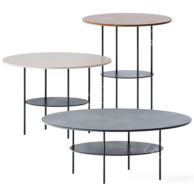 Sleek Metal Coffee Tables 3D model image 1