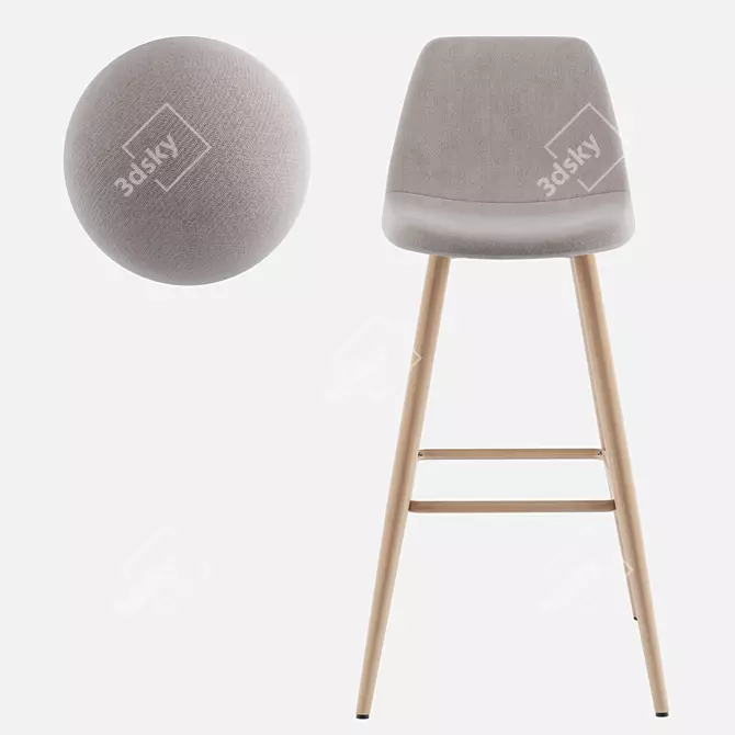 Sleek Santyago Bar Stool 3D model image 4