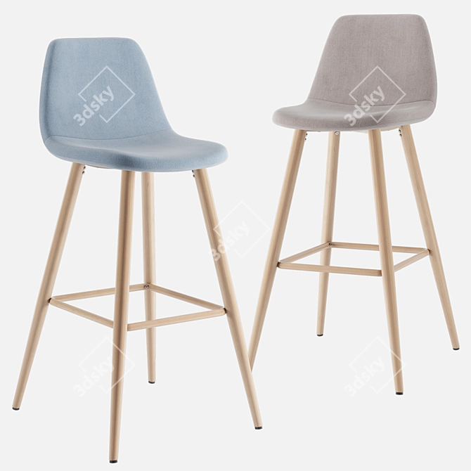 Sleek Santyago Bar Stool 3D model image 6