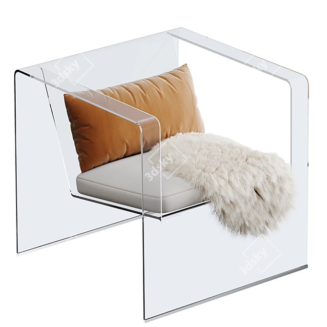 Modern Clear Acrylic Armchair 3D model image 1