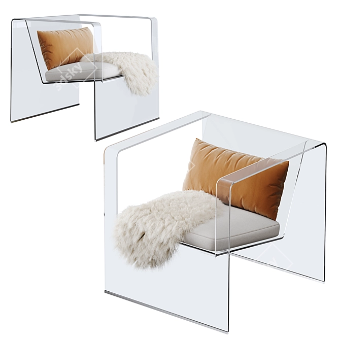 Modern Clear Acrylic Armchair 3D model image 3