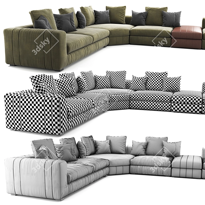Contemporary Lapo Modular Sofa 3D model image 4