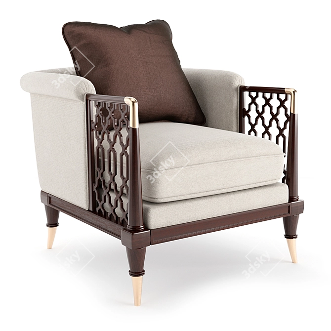 Modern Brown Wood Armchair 3D model image 1