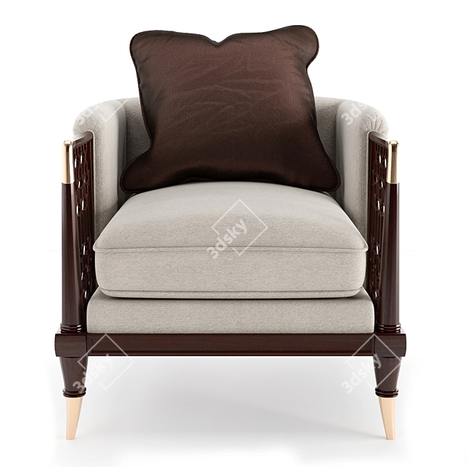 Modern Brown Wood Armchair 3D model image 2