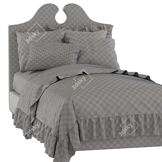 Moira Light Grey Upholstered Wood Bed 3D model image 6