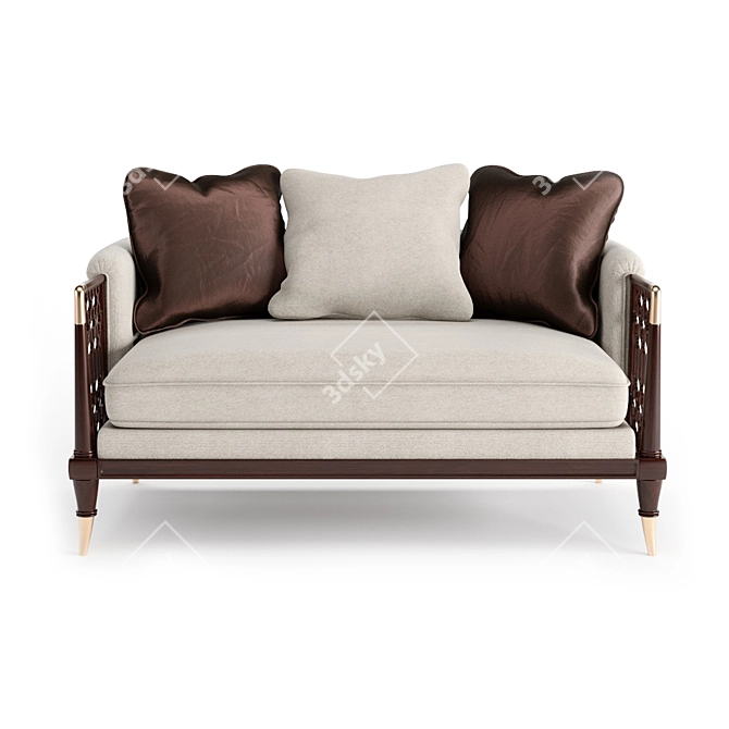Classic Brown Wood Lattice Sofa 3D model image 2