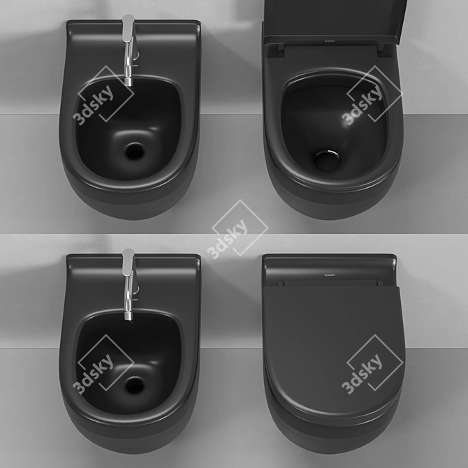 Title: Duravit Starck 3 Wall-Hung Toilet & Bidet Set 3D model image 6