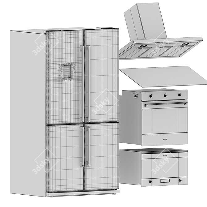 Smeg 4-Piece Kitchen Appliance Set 3D model image 6