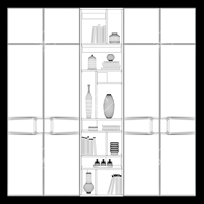 Contemporary Brass Accented Wardrobe 3D model image 3