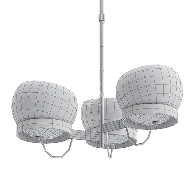 Elegant Lightwell Triple Chandelier 3D model image 2