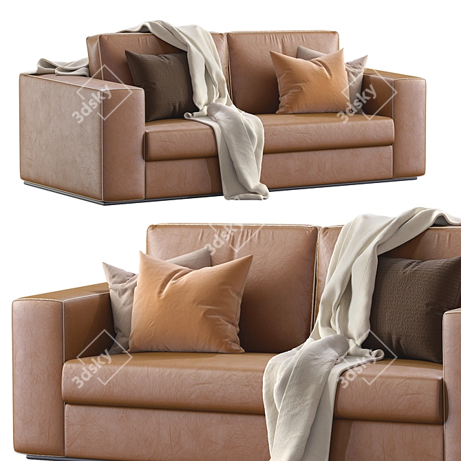 Elegant Alhambra Leather Sofa 3D model image 1